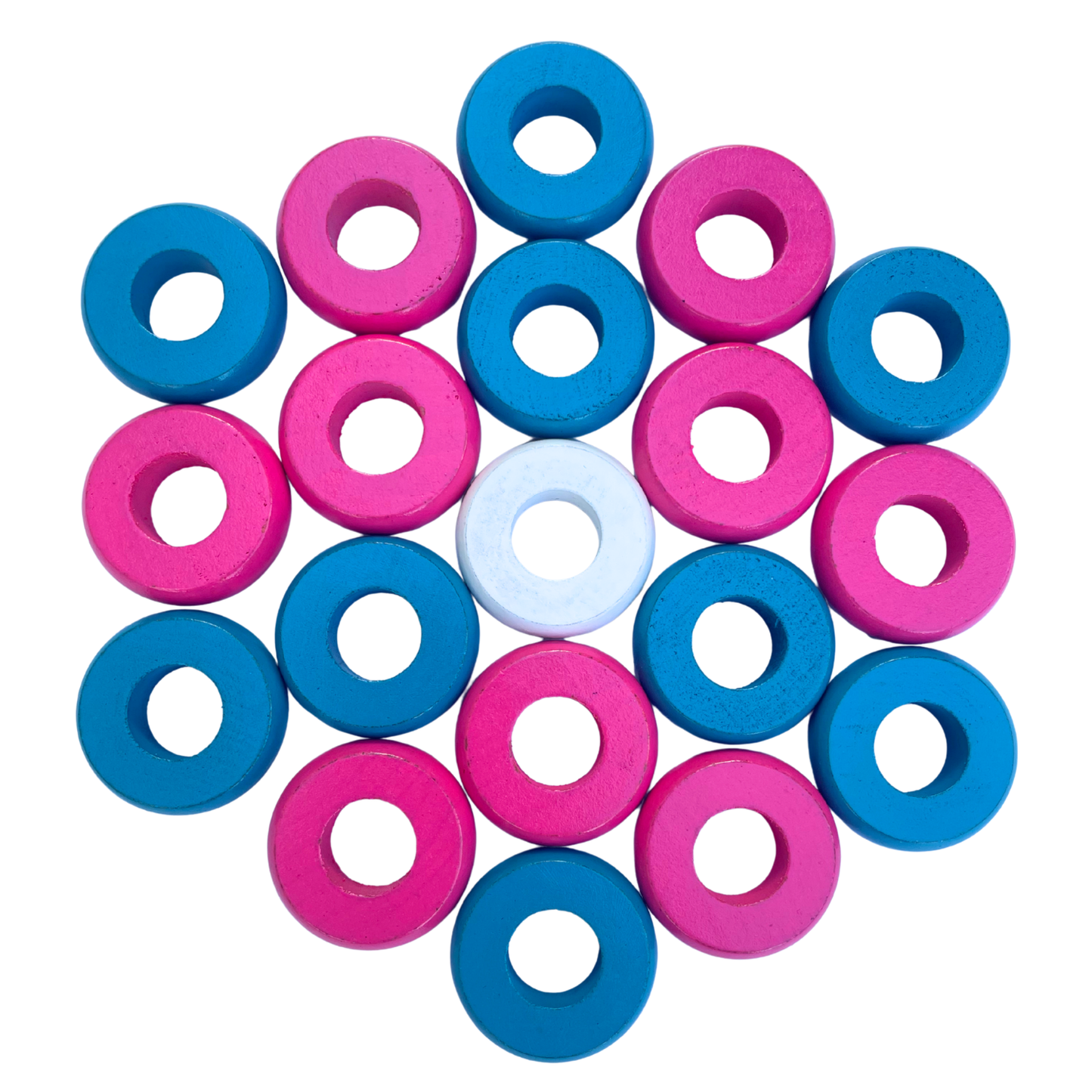 32 Pink and Light Blue Carrom / Pichenotte Rings - (Pink / Light Blue / Natural / Black / White) - Anneaux De Pichenottes - Game Accessories / Accessoires De Jeu - Carrom Canada