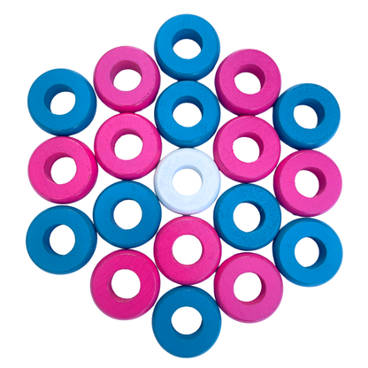 32 Pink and Light Blue Carrom / Pichenotte Rings - (Pink / Light Blue / Natural / Black / White) - Anneaux De Pichenottes - Game Accessories / Accessoires De Jeu - Carrom Canada