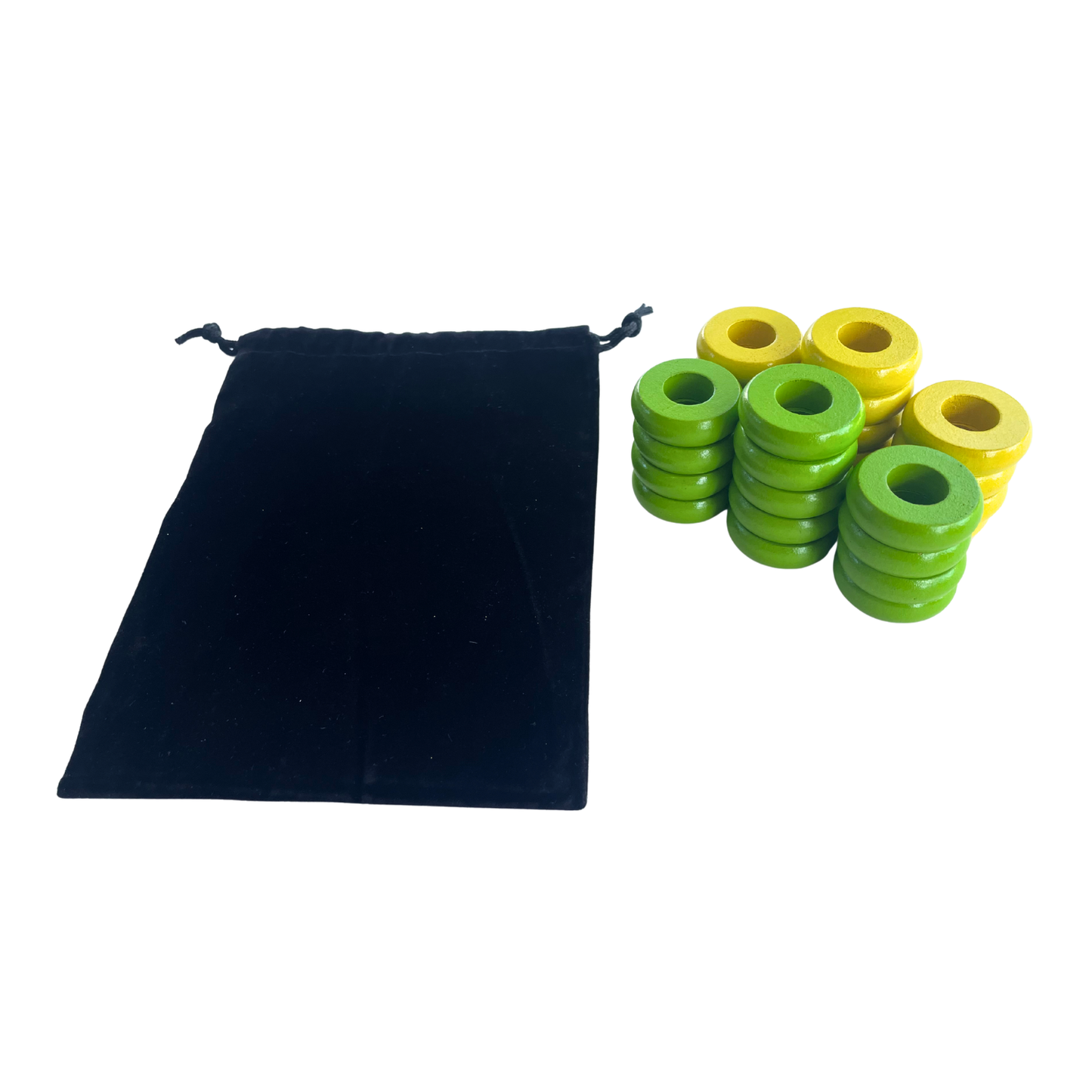 32 Yellow and Lime Green Carrom / Pichenotte Rings - (Yellow / Lime Green / Natural / Black / White) - Anneaux De Pichenottes - Game Accessories / Accessoires De Jeu - Carrom Canada