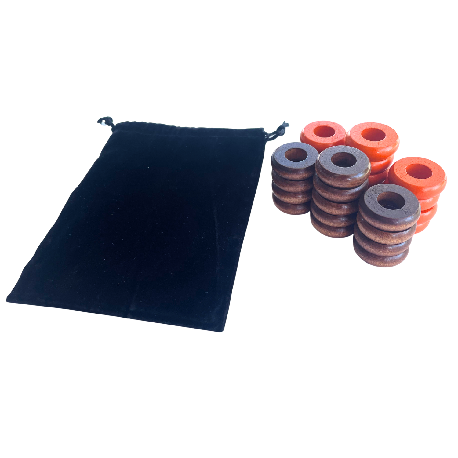 32 Orange and Walnut Carrom / Pichenotte Rings - (Orange / Walnut / Natural / Black / White) - Anneaux De Pichenottes - Game Accessories / Accessoires De Jeu - Carrom Canada