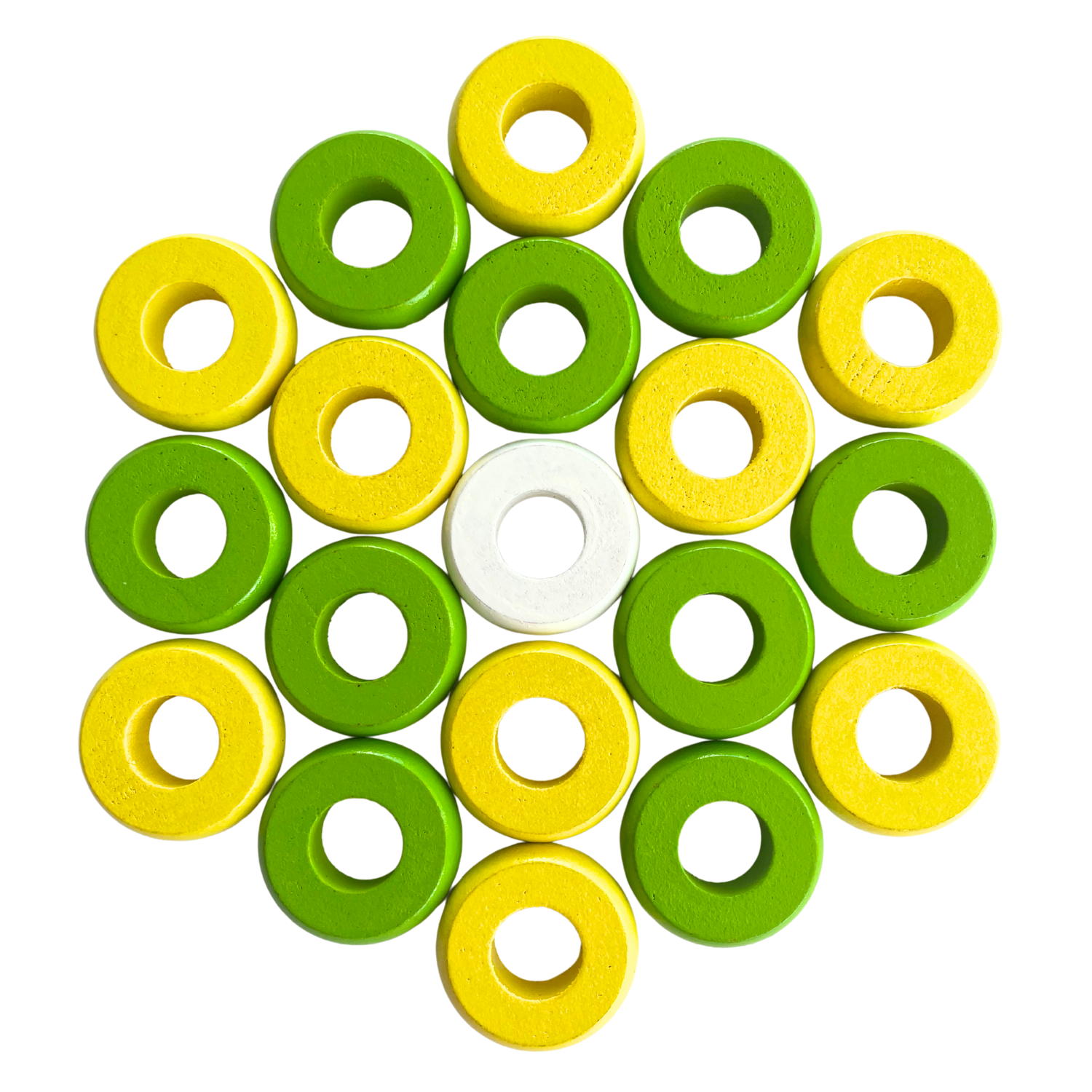 32 Yellow and Lime Green Carrom / Pichenotte Rings - (Yellow / Lime Green / Natural / Black / White) - Anneaux De Pichenottes - Game Accessories / Accessoires De Jeu - Carrom Canada