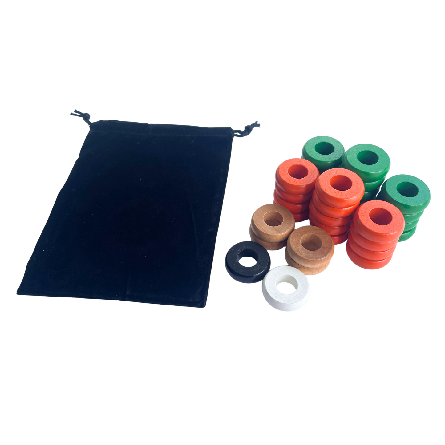 32 Green and Orange Carrom / Pichenotte Rings - (Green / Orange / Natural / Black / White) - Anneaux De Pichenottes - Game Accessories / Accessoires De Jeu - Carrom Canada