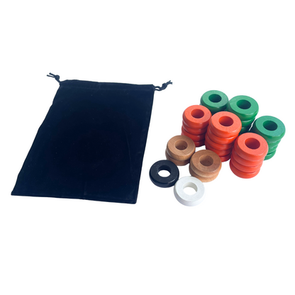 32 Green and Orange Carrom / Pichenotte Rings - (Green / Orange / Natural / Black / White) - Anneaux De Pichenottes - Game Accessories / Accessoires De Jeu - Carrom Canada