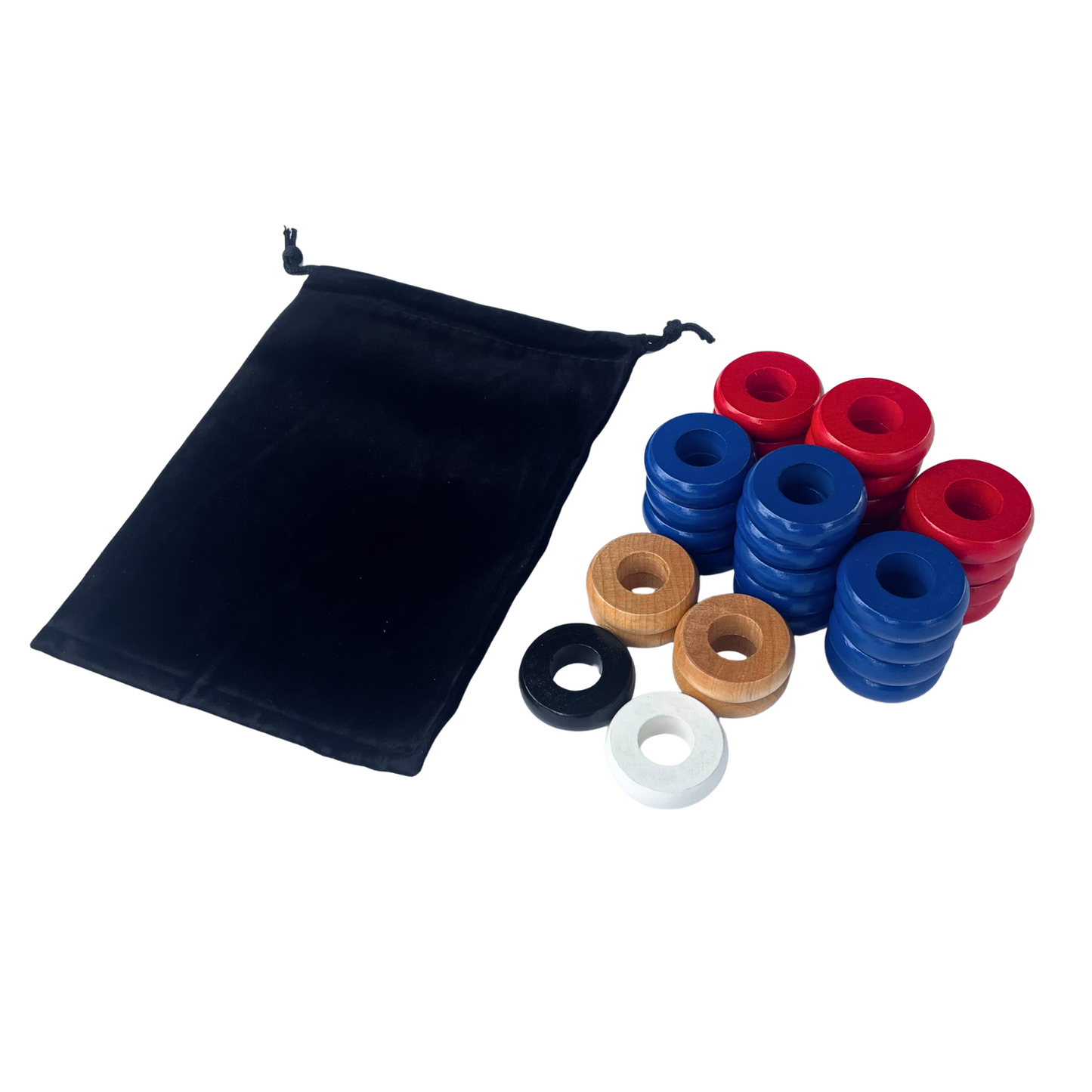 32 Red and Blue Carrom / Pichenotte Rings - (Red / Blue / Natural / Black / White) - Anneaux De Pichenottes - Game Accessories / Accessoires De Jeu - Carrom Canada