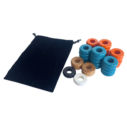 32 Orange and Light Blue Carrom / Pichenotte Rings - (Orange / Light Blue / Natural / Black / White) - Anneaux De Pichenottes - Game Accessories / Accessoires De Jeu - Carrom Canada