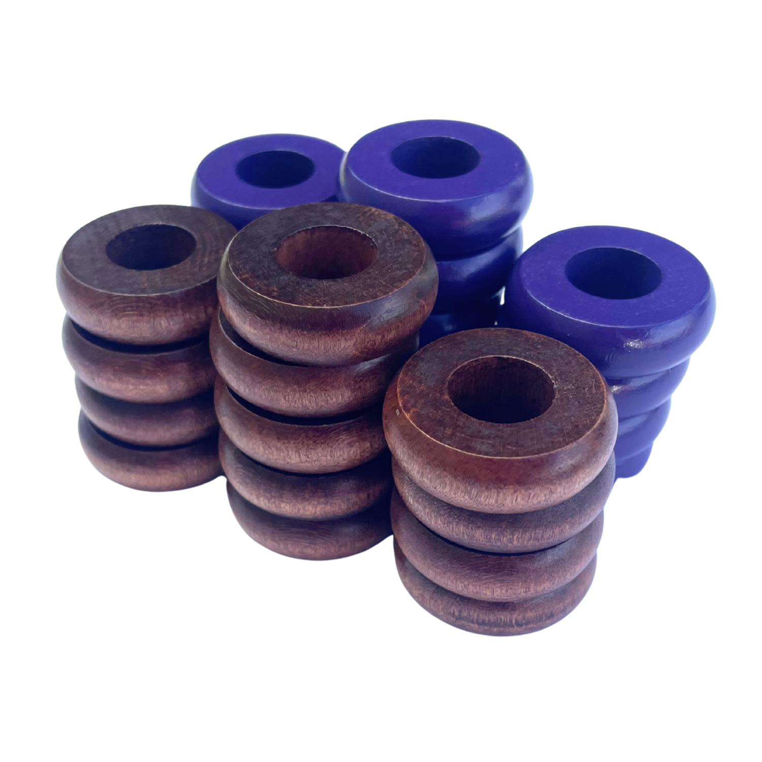 32 Purple and Walnut Carrom / Pichenotte Rings - (Purple / Walnut / Natural / Black / White) - Anneaux De Pichenottes - Game Accessories / Accessoires De Jeu - Carrom Canada