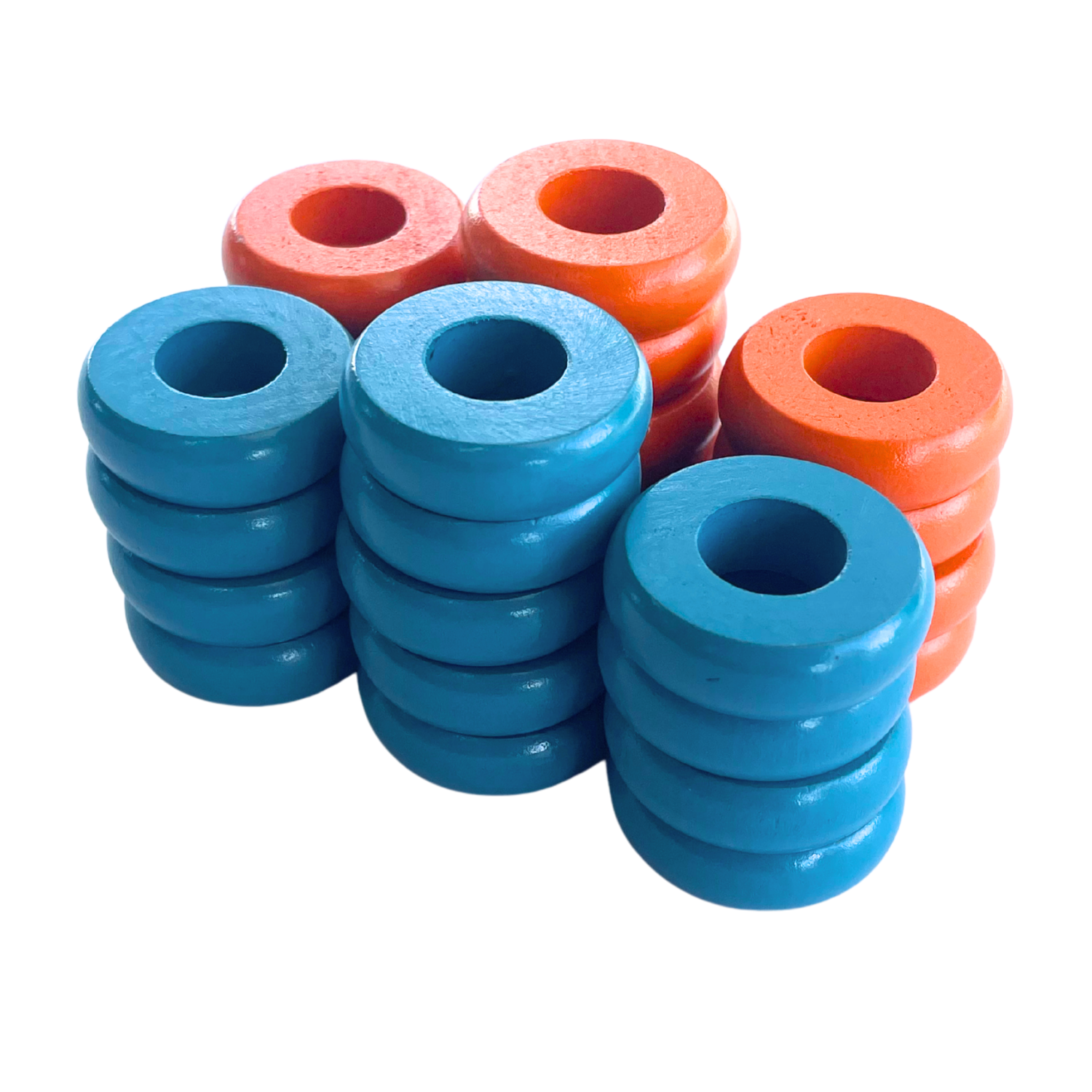 32 Orange and Light Blue Carrom / Pichenotte Rings - (Orange / Light Blue / Natural / Black / White) - Anneaux De Pichenottes - Game Accessories / Accessoires De Jeu - Carrom Canada