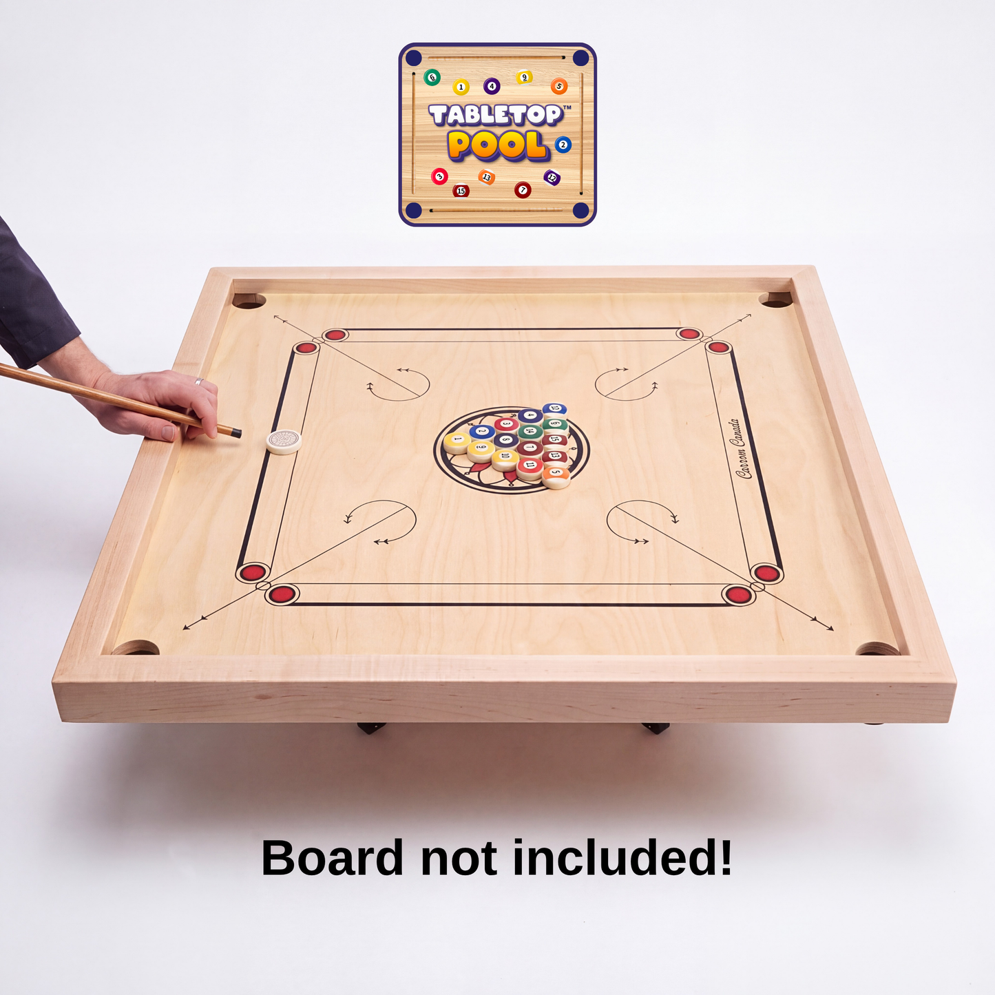 Table Top Pool Game Addon to Carrom / Crokinole Board (No Game Board Included)