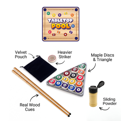 Table Top Pool Game Addon to Carrom / Crokinole Board (No Game Board Included)